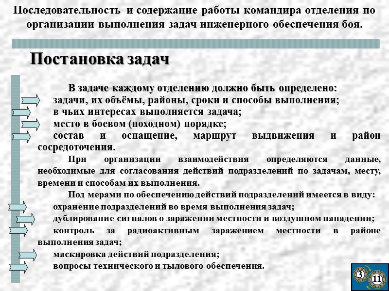 3 11    В задаче каждому отделению должно быть определено:  задачи,